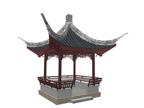 SketchUp模型丨景观模型库[古建]四角亭丨GJ000001