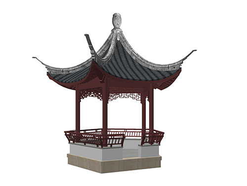 SketchUp模型丨景观模型库[古建]五角亭丨GJ000002