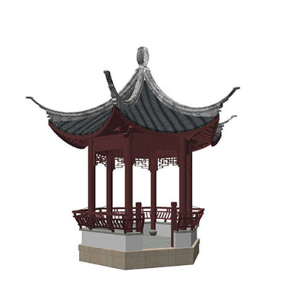 SketchUp模型丨景观模型库[古建]六角亭丨GJ000003