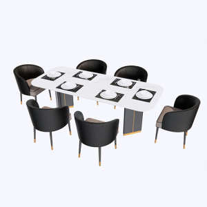 SketchUp模型丨模型库[单体模型]现代餐桌椅丨DT00012