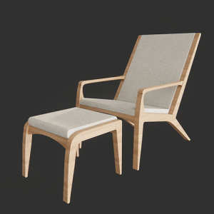 SketchUp模型丨模型库[单体模型]现代休闲椅脚凳组合丨DT00020