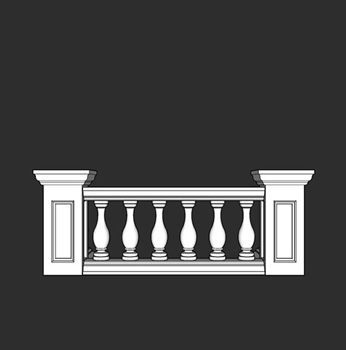 SketchUp模型丨智能构件[PB3构件]建筑_欧式围栏丨PB00178
