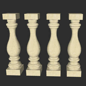 SketchUp模型丨智能构件[PB3构件]欧式石花瓶丨PB00187
