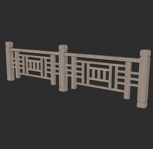 SketchUp模型丨智能构件[PB3构件]木质栏杆丨PB00216