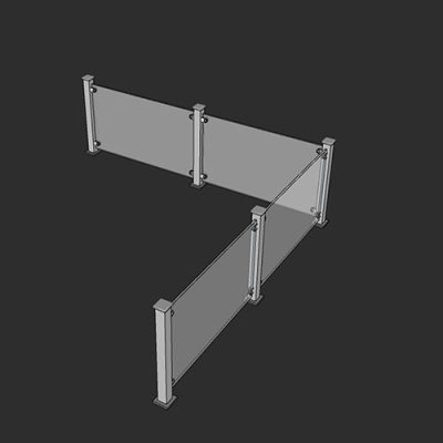 SketchUp模型丨智能构件[PB3构件]玻璃栏杆丨PB00217