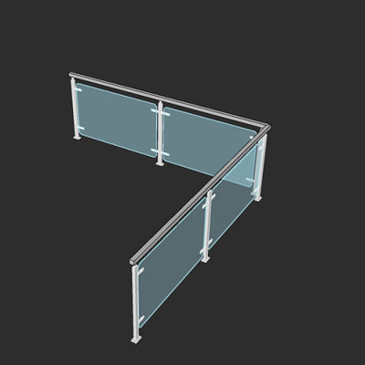 SketchUp模型丨智能构件[PB3构件]玻璃栏杆丨PB00218