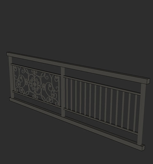 SketchUp模型丨智能构件[PB3构件]铁艺护栏丨PB00223