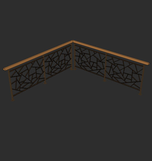 SketchUp模型丨智能构件[PB3构件]铁艺栏杆丨PB00225