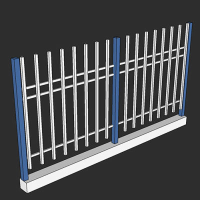 SketchUp模型丨智能构件[PB3构件]围墙带地基丨PB00231