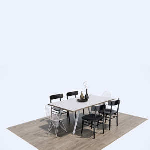 SketchUp模型丨模型库[单体模型]餐桌椅丨DT00059