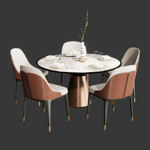SketchUp模型丨模型库[单体模型]餐桌椅丨DT00070