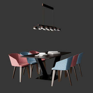 SketchUp模型丨模型库[单体模型]餐桌椅丨DT00079