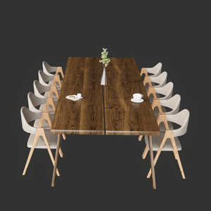 SketchUp模型丨模型库[单体模型]会议桌椅餐桌椅丨DT00083