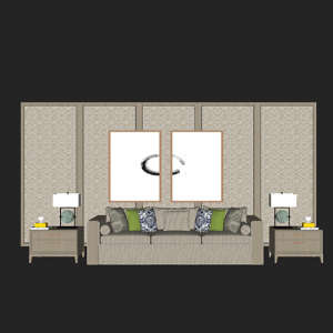 SketchUp模型丨场景模型[中式家具]沙发组合丨MX00006