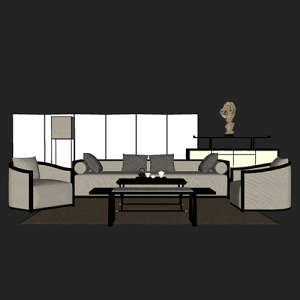 SketchUp模型丨场景模型[中式家具]沙发组合丨MX00007