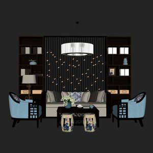SketchUp模型丨场景模型[中式家具]沙发组合丨MX00010