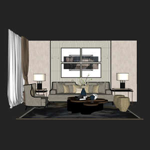 SketchUp模型丨场景模型[中式家具]沙发组合丨MX00021