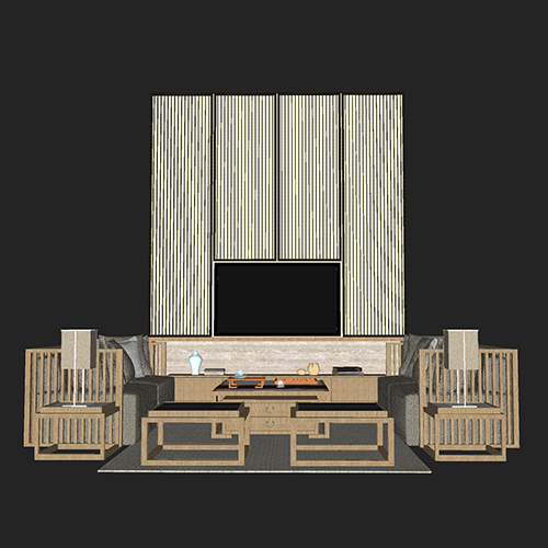 SketchUp模型丨场景模型[中式家具]沙发组合丨MX00023