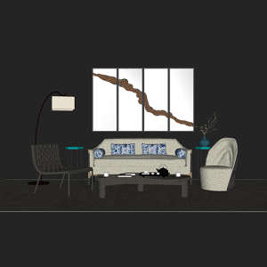 SketchUp模型丨场景模型[中式家具]沙发组合丨MX00024