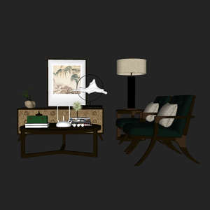 SketchUp模型丨场景模型[中式家具]沙发组合丨MX00027