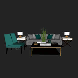 SketchUp模型丨场景模型[中式家具]沙发组合丨MX00032