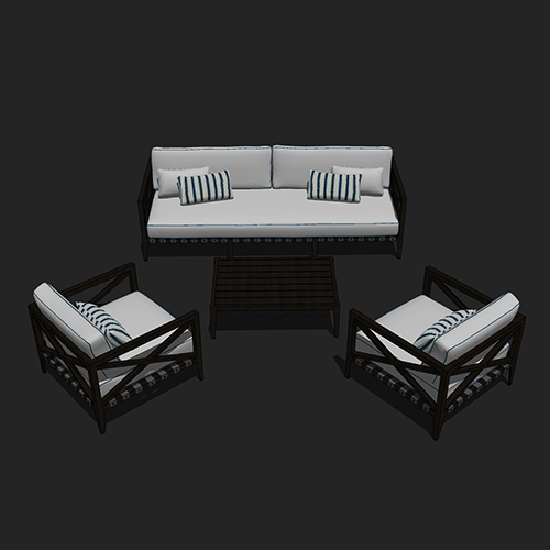 SketchUp模型丨场景模型[中式家具]沙发组合丨MX00036