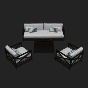 SketchUp模型丨场景模型[中式家具]沙发组合丨MX00036