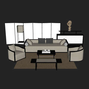 SketchUp模型丨场景模型[中式家具]沙发组合丨MX00040
