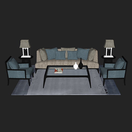 SketchUp模型丨场景模型[中式家具]沙发组合丨MX00041