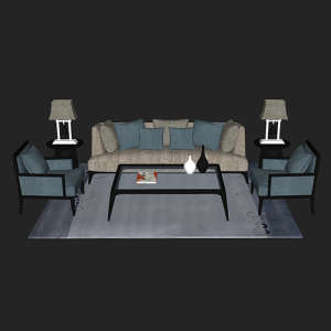 SketchUp模型丨场景模型[中式家具]沙发组合丨MX00041