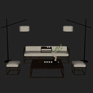 SketchUp模型丨场景模型[中式家具]沙发组合丨MX00045