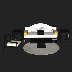 SketchUp模型丨场景模型[中式家具]沙发组合丨MX00049