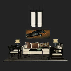 SketchUp模型丨场景模型[中式家具]沙发组合丨MX00052
