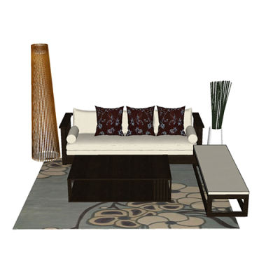 SketchUp模型丨场景模型[中式家具]沙发组合丨MX00058