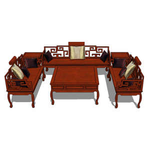 SketchUp模型丨组合模型[中式家具]沙发组合丨MX00073