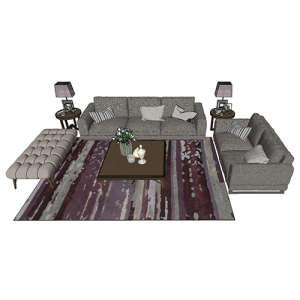 SketchUp模型丨组合模型[中式家具]沙发组合丨MX00077