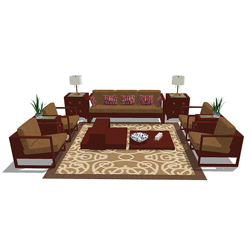 SketchUp模型丨组合模型[中式家具]沙发组合丨MX00079