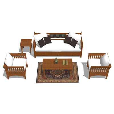 SketchUp模型丨组合模型[中式家具]沙发组合丨MX00082