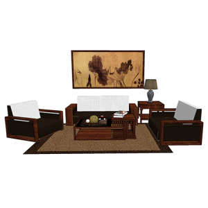 SketchUp模型丨组合模型[中式家具]沙发组合丨MX00083