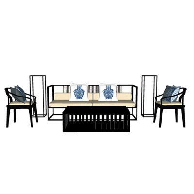 SketchUp模型丨组合模型[中式家具]沙发组合丨MX00085