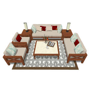 SketchUp模型丨组合模型[中式家具]沙发组合丨MX00087