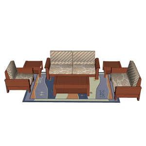 SketchUp模型丨组合模型[中式家具]沙发组合丨MX00093
