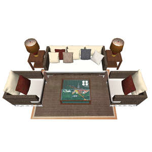 SketchUp模型丨组合模型[中式家具]沙发组合丨MX00095