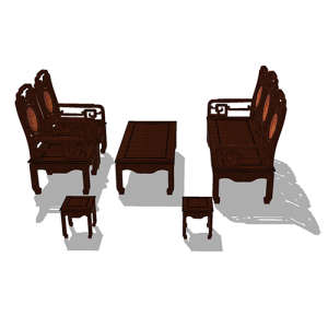 SketchUp模型丨组合模型[中式家具]沙发组合丨MX00097