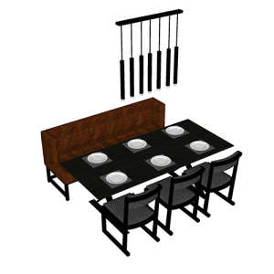 SketchUp模型丨组合模型[中式家具]餐桌丨MX00103