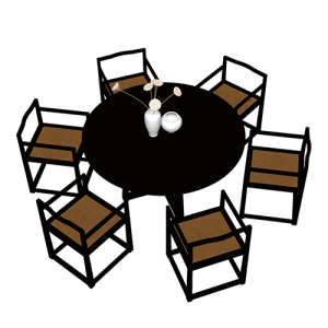 SketchUp模型丨组合模型[中式家具]餐桌丨MX00105