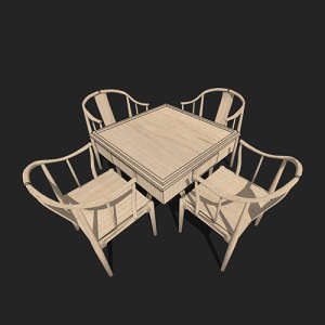 SketchUp模型丨组合模型[中式家具]餐桌丨MX00109