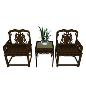 SketchUp模型丨组合模型[中式家具]单椅丨MX00111