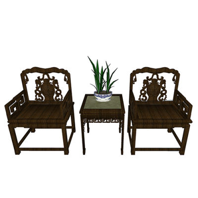 SketchUp模型丨组合模型[中式家具]单椅丨MX00145