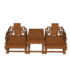 SketchUp模型丨组合模型[中式家具]单椅丨MX00165
